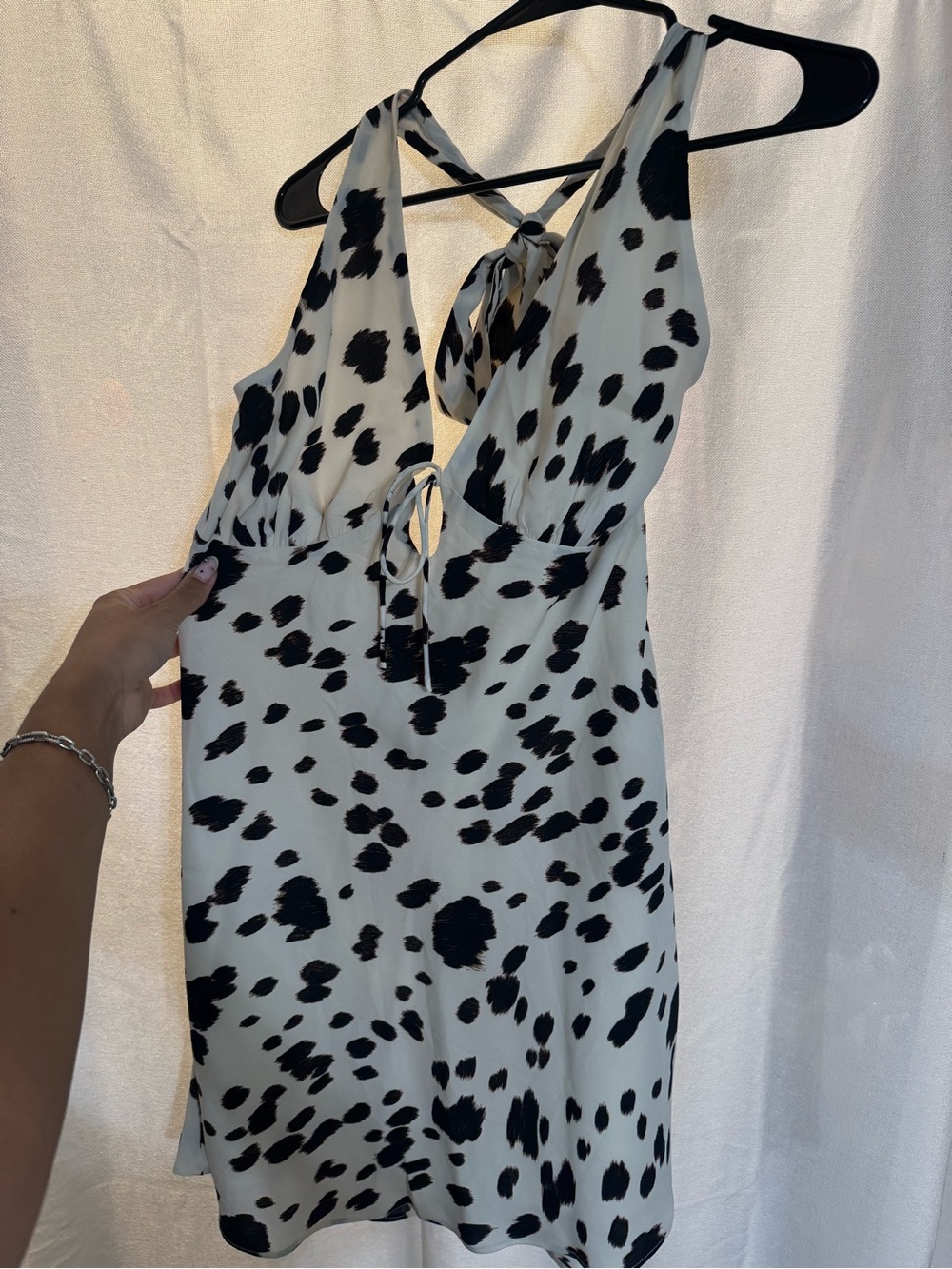 Abercrombie & Fitch Black & White Spot Halter Mini Dress